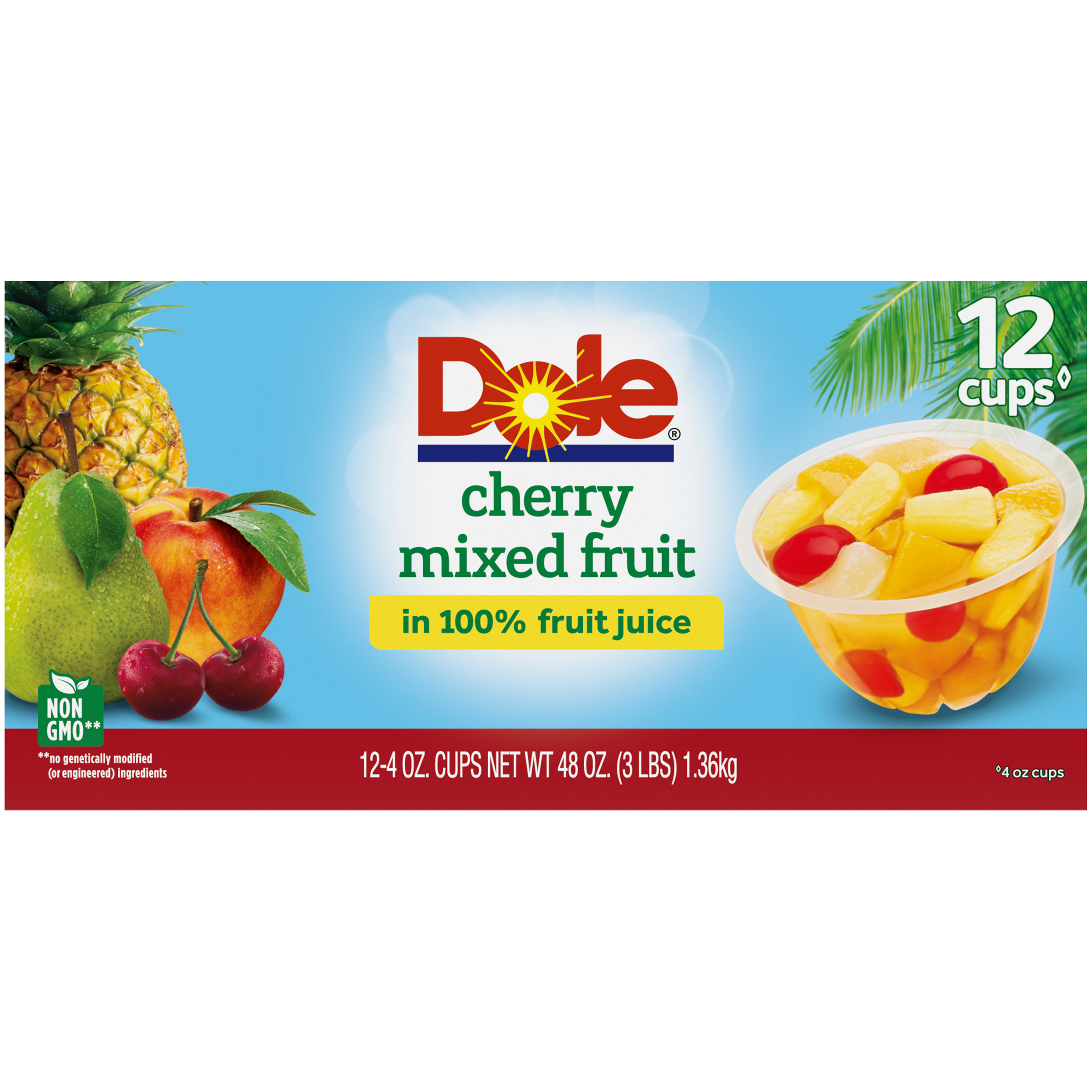 Dole Cherry mixed Fruit cups, 4oz 48oz (038900720605)